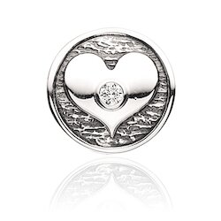 Wish Button-Bead Herz/Zirkonia, silber
