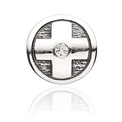 Wish Button-Bead Kreuz/Zirkonia, silber